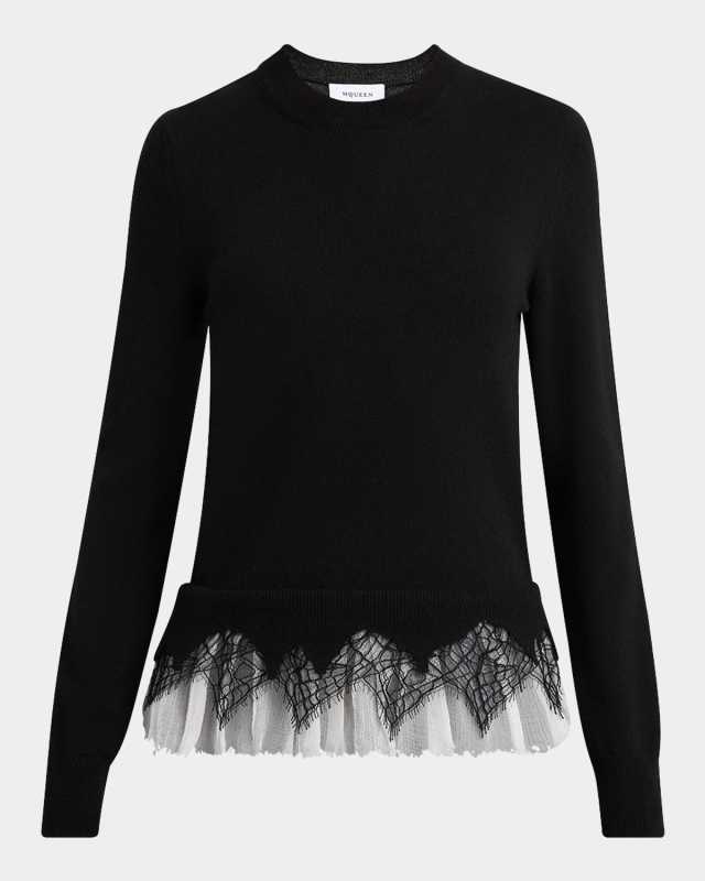 Lace Ruffle Crewneck Sweat